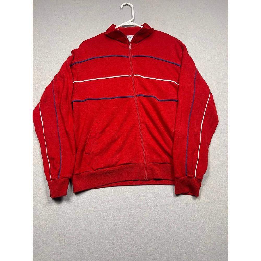 Track & Court Track Jacket Knit Red Striped Large Womens